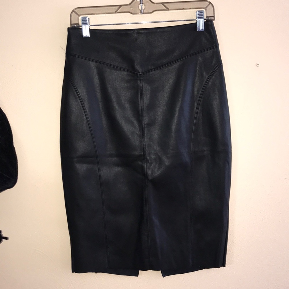 Black Faux Leather Pencil Skirt
